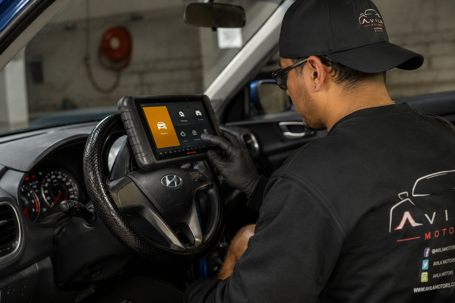 Mechanic working carefully in premium workshop environment